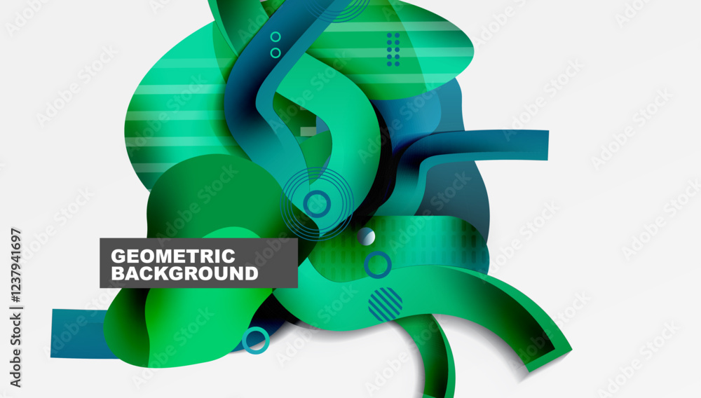 Poster abstract background - lines circles and liquid shapes