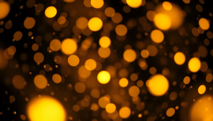Obraz premium bokeh lights, golden orbs, out of focus, warm glow, abstract background, blurred circles, festive atmosphere, dark backdrop, soft focus, magical ambiance, holiday mood, glittering effect, dreamy textu