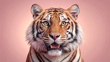 Fototapeta premium A Majestic Tiger Portrait Close-Up of a Striking Big Cat with Intense Gaze and Open Mouth
