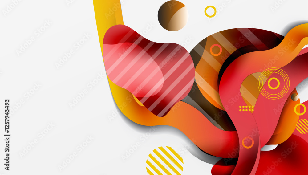 Poster abstract background - lines circles and liquid shapes