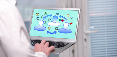 Communication concept on a laptop screen