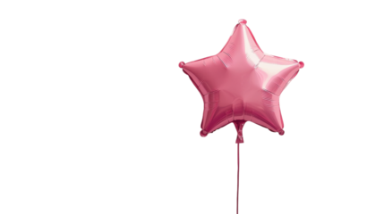 Pink star shaped balloon floating on transparent background