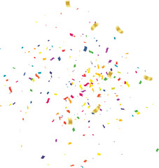 Abstract colorful confetti banner, isolated on transparent background