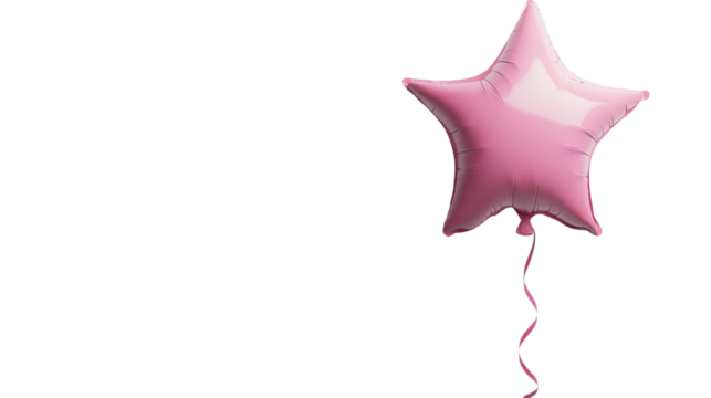 Pink star shaped balloon floating with transparent background