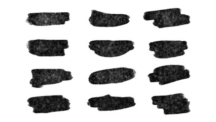 Set of black paint, ink, grunge, dirty brush strokes. vector.