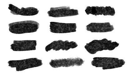 Set of black paint, ink, grunge, dirty brush strokes. vector.