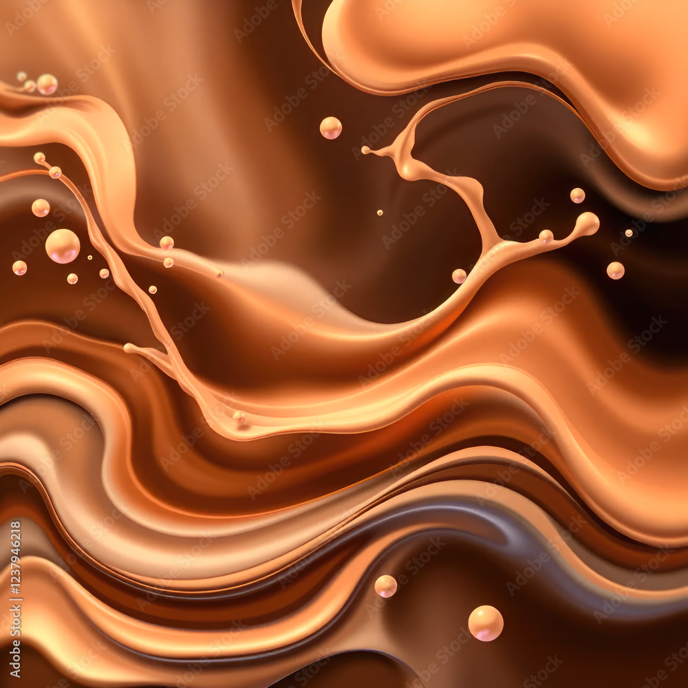 Aufkleber composition with organic swirling milk and coffee creating a dynamic effect
