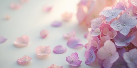 Pink and purple hydrangea petals background.