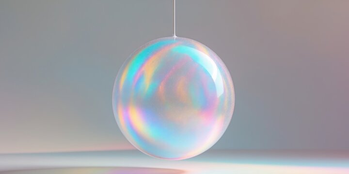 Iridescent Holographic Sphere on Pastel Background. - Powered by Adobe