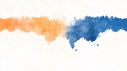 Stylized Watercolor Map of India with Cities and Paint Splatters