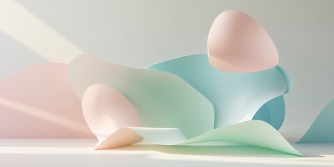 Fototapeta premium Abstract Pastel Shapes on Gradient Background