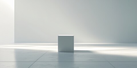 Illuminated Room Featuring Block Centered On Floor.