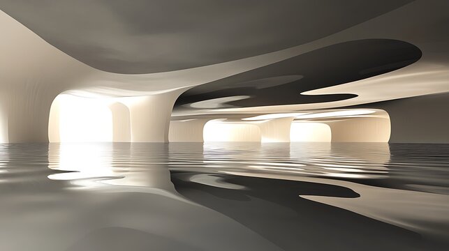 Abstract Architectural Space Reflecting in Water