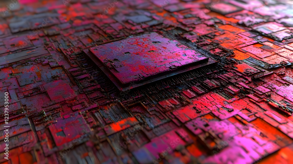 Poster abstract cpu circuit board texture