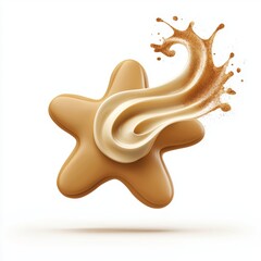 Obraz premium flying gingerbread cookie with a cinnamon frosting splash, isolated on a white background