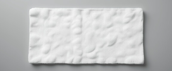 White cotton bath towel mockup – realistic wrinkled fabric texture, flat lay isolated on neutral background
