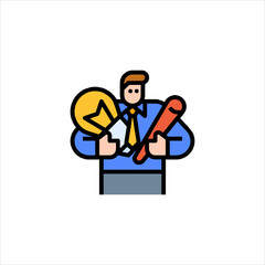 vector illustration of a cartoon builder