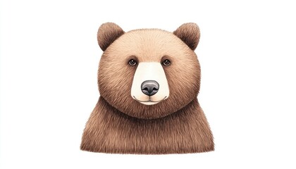 Realistic illustration of a brown bear's head, showcasing its expressive features and fur texture