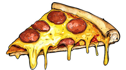 Slice of pizza isolated on white background