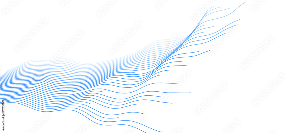 Wall mural Blue minimal wavy lines abstract futuristic tech background. Vector digital design