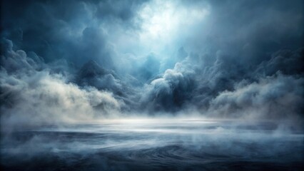 Obraz premium A Mystical Landscape of Enigmatic Clouds and a Serene, Foggy Plain Illuminated by an Ethereal Light