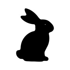 Minimalist Rabbit Silhouette Illustration on White