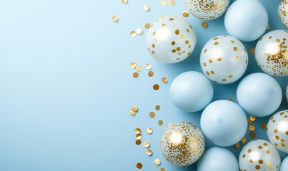 Light Blue   Gold Confetti Balloons Party Decor