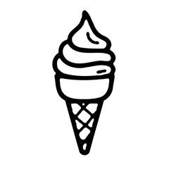 Simple Hand Drawn Ice Cream Cone Vector Graphic