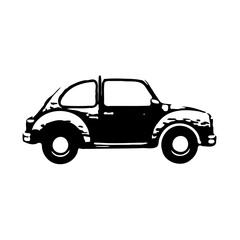 Obraz premium Vintage Car Illustration Black Silhouette on White