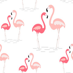 Pink Flamingo Pattern Exotic Tropical Bird Vector