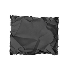 Black crumpled paper isolated on transparent background