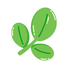 Cartoon bright green leaves that look simple, plants with bright foliage that match global warming.