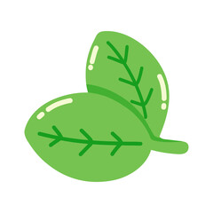 Cartoon bright green leaves that look simple, plants with bright foliage that match global warming.