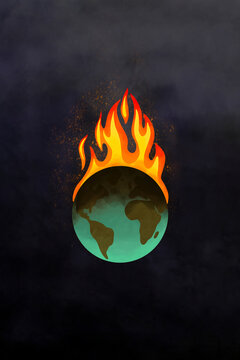 Planet earth on fire as seen from space.