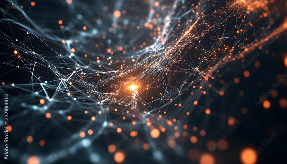 Poster abstract network of glowing points and lines