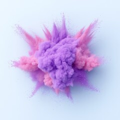 Fototapeta premium Colorful Purple Paint Explosion on White: Abstract Background with Colored Cloud, Splash, and Dust