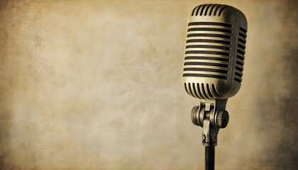 Fototapeta premium Vintage Microphone Against Textured Background