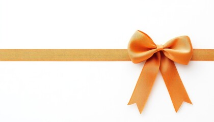 Elegant orange ribbon with a bow on a white background, perfect for gift wrapping and decoration