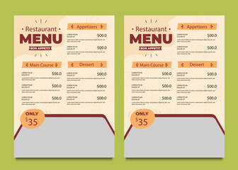 Fast food restaurant menu template. menu ca Lunch dishes and drinks list with prices and burger, pizza, hot dog, soda, fries, coffee menu template