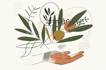 Graceful Hand Holding Olive Sprig