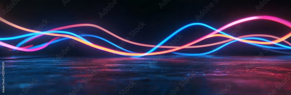 Poster the scene is an abstract blend of blue and red neon, showcasing the speed of light in a galaxy and a