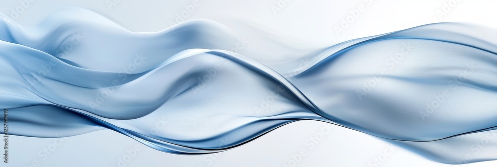 Poster in a minimalist presentation style, abstract blue lines speed across a white background, accompanied
