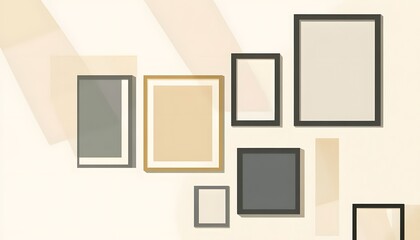 Abstract Wall Arrangement Of Empty Picture Frames