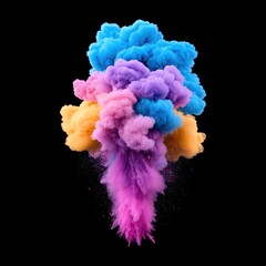 Obraz premium Colorful Ink Clouds for Happy Holi Greetings: Abstract Indian Festival Card Design