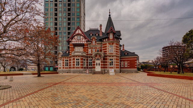 Facade of the the Dalian Friendship Memorial Building in Moji, Fukuoka, Japan
