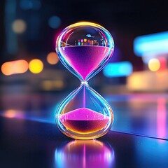 giant hourglas for business Hourglass, time, sand, measurement, deadline Colorful hourglass symbolizing time and mindfulness.