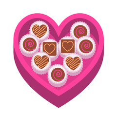 Heart Shaped Box of Chocolates Illustration