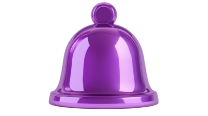 Shiny purple notification bell icon on transparent background