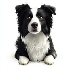 Fototapeta premium Border Collie with intelligent eyes and a fluffy coat, isolated on a clean white background