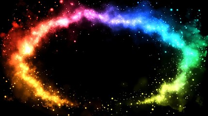 Obraz premium Rainbow Nebula Swirling Cosmic Dust and Stars